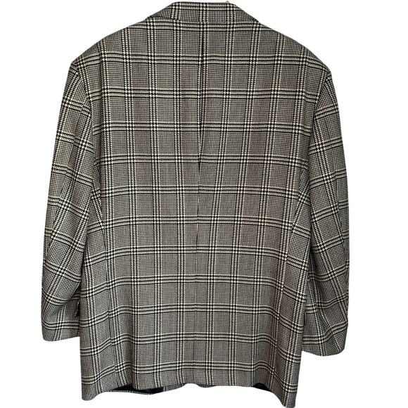 Joseph Abboud Mens Sport Coat Blazer Two Button Houndstooth Black Wool Blend 46R - Picture 2 of 8